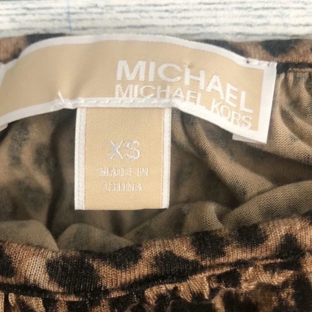 Michael Michael Kors Cheetah Print Elastic Hem Blouse Extra Small